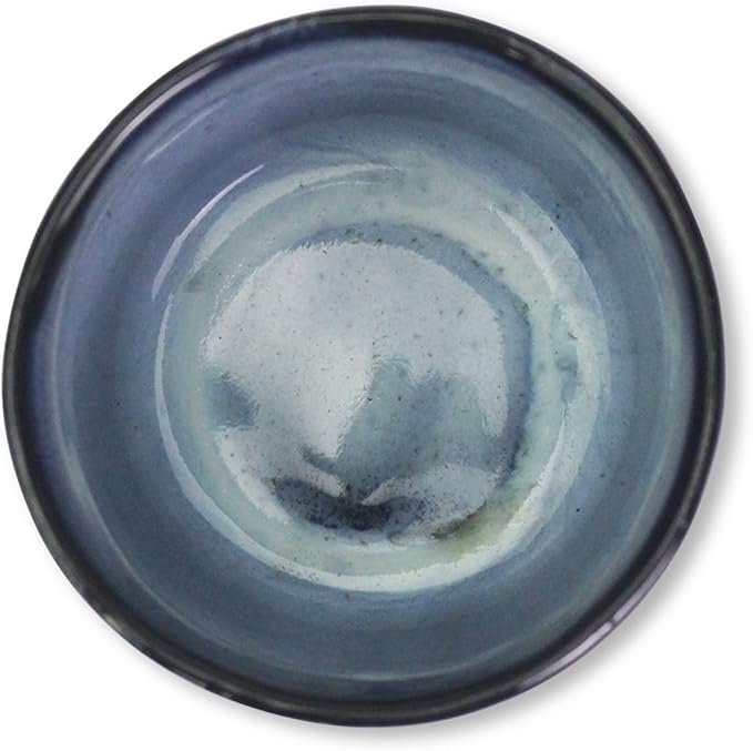 roro Handmade Ceramic Tea Cups Rustic Reactive Blue Glaze, Coastal Beach-Themed Sipper Set of 2, 200ml (6.5oz), Textured Grip, Microwave & Dishwasher Safe