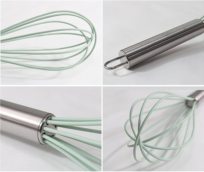 1-Piece Purple Silicone Whisk with Stainless Steel Handle BRIIEC 10-inch Egg Beater Milk Beater Balloon Whisk Manual Baking Tool for Blending Stirring Whisking and Beating