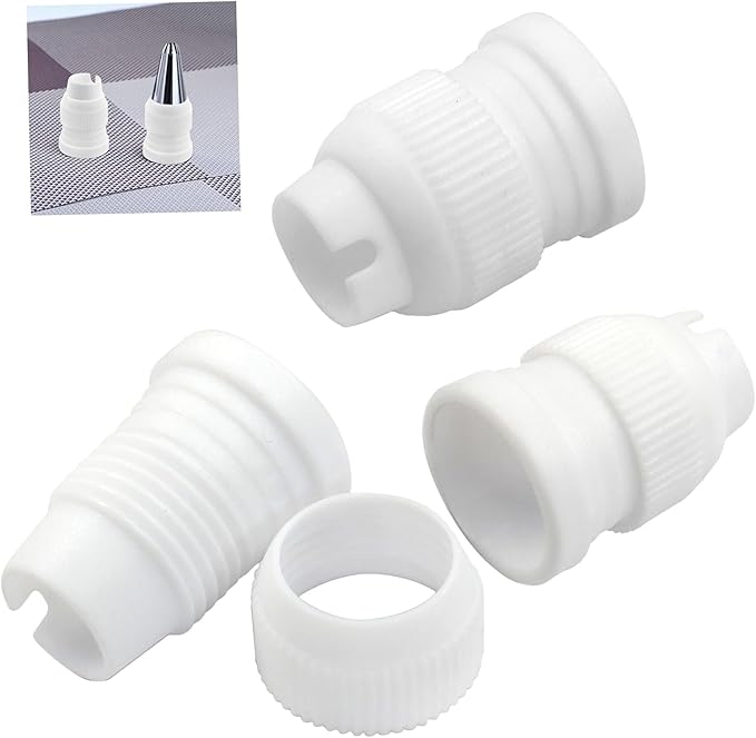 30 Pcs White Couplers for Piping Bags, Small Pipe Tip Coupler, Plastic Standard Couplers for Icing Nozzles (32 x 23mm/1.26 x 0.9 Inch)
