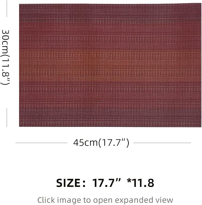 Red Placemats Set of 4, Crossweave Woven Vinyl Woven Placemats, Beautiful Washable and Durable Non-Slip Red Table Placemats for Dining Table Decoration