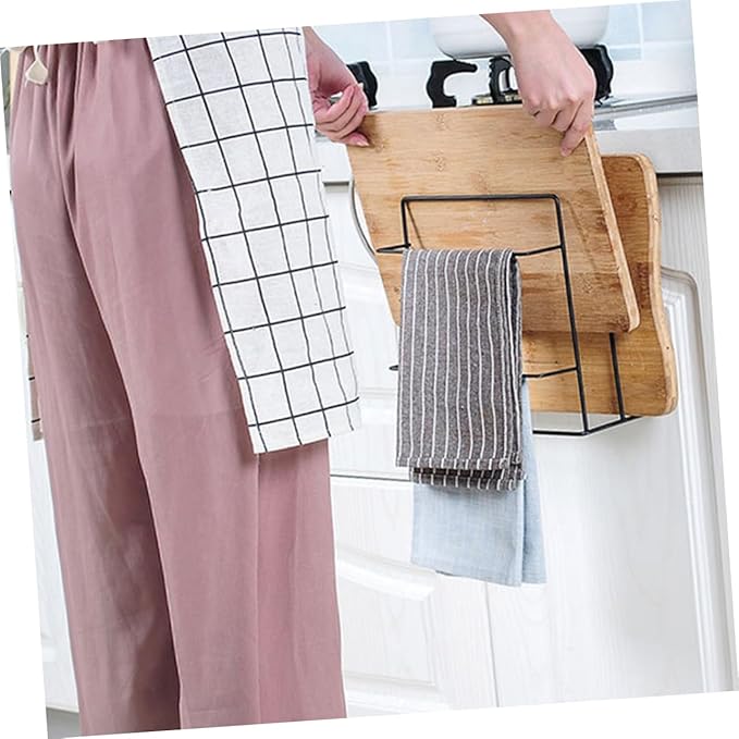 2pcs Chopping Board Wrought Iron Hanger Metal Wall Hanging Basket Under Cabinet Basket Bathroom Door Organizer Inside Cabinet Door Storage Kitchen Door Organizer Towel Holder Grid