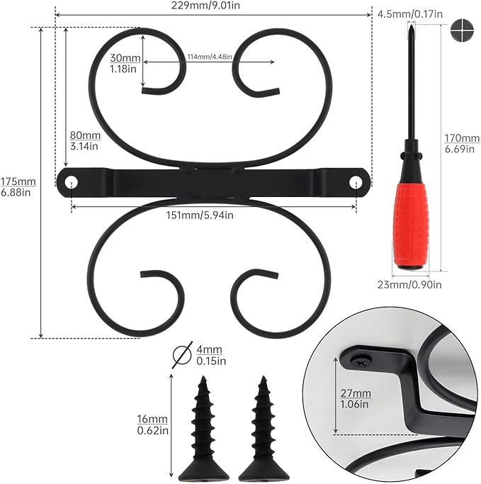 2 pack 9 inch Wine Glasses Rack,Wine Glass Hanger Rack Under Cabinet Cupboard,Stemware Wine Glass Holder 4 Hooks for Kitchen and Bar with 4pcs Screws,Screwdriver