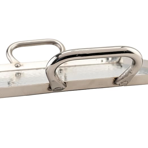 G.E.T. SSTPD-1612-MP Heavy-Duty Metal Serving/Ottoman Tray with Handles, 16" x 12", Mirror Polished Steel