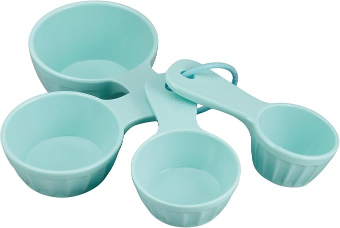 UP 4-Piece Latte Style Melamine Measuring Cups Set, Professional Nesting Baking and Cooking Tools for Liquid and Dry Ingredients, Mint Blue