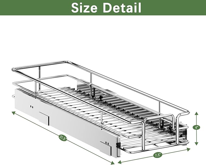 LOVMOR Pull Out Cabinet Organizer 7½" W x 21½" D, Kitchen Cabinet Pull Out Shelves Slide Out Storage