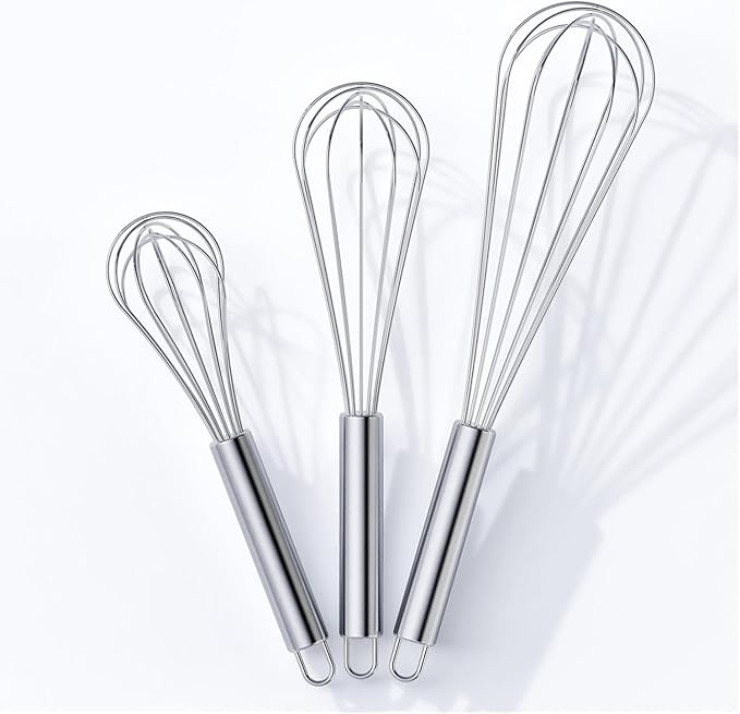 VIMACO® Balloon Whisk Stainless Steel 304 18/8 Wire Beater 8"10"12" Kitchen Cooking Tool No-Stick Compatible For Egg(10 Inch Silver)