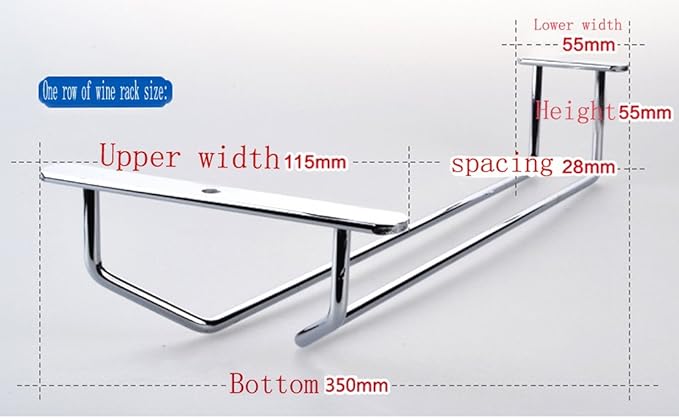 27 cm stainless steel wine glass holder rack, chrome wine glass holders under cabinet, 1 piece (1 row)