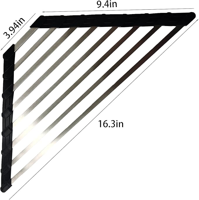Ahyuan Corner Sink Dish Drainer over the Sink Dish Drying Rack Corner Dish Rack SUS304 Cubic Stainless Still Kitchen Sponge Holder Corner Sink Sponge Caddy Dish Rack (Black)