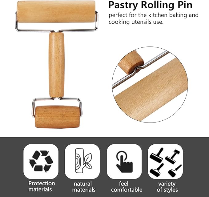 Pizza Roller,Rolling Pins for Baking,Wooden Pizza Dough Roller Small Rolling Pin for kitchen essentials Pastry Tortilla Pizza Cookie Home Baking(4.13in, 2.36in)