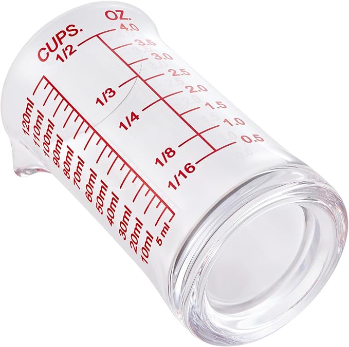 Ackers 4oz Glass Measuring Cup – Shot Glass with Ounce,Ml,Cups Markings for Kitchen & Bar(Pack of 2)