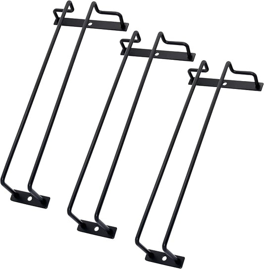 10.82-Inch Under Cabinet Wine Glass Rack Stemware Holder Glasses Storage Hanger Metal Organizer for Bar Kitchen Black