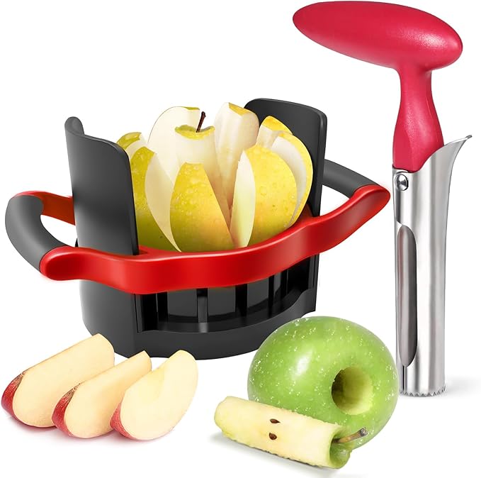 [Upgraded] Newness 5.12 Inch Large Apple Slicer and Corer, Cut 8 Slices All the Way Through, HEAVY DUTY Stainless Steel Apple Corer & Slicer for Fruits & Vegetables - Dishwasher Safe