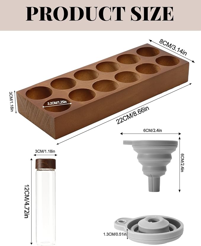 12 Pcs Single Dose Coffee Bean Storage Tubes, Coffee Bean Container for Espresso with One-Way Valve, Espresso Storage kit with Walnut Stand, Collapsible Silicone Funnel & Labels