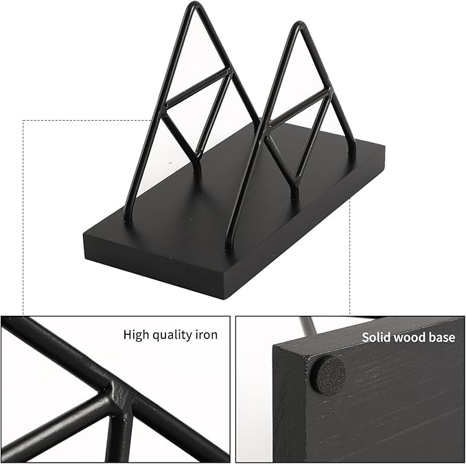 Napkin Holder, Metal Wire Triangle Shape & Wooden Paper Towel Holder, Napkin Holder for Table, Modern Napkin Dispenser for Kitchen, Table Decor, Cocktail Bar (Black)