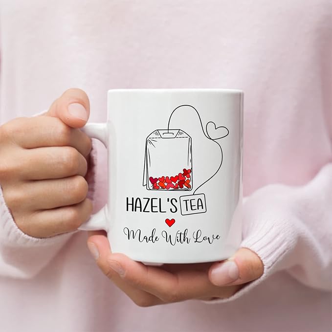 Personalized Couples Made With Love Mug Set, Couple Personalized Mug With Name, Customized Couple Set Coffee Mug, Cup Gifts For His And Hers, Custom Name Ceramic Mug Set Of 2, White 11oz Or 15oz
