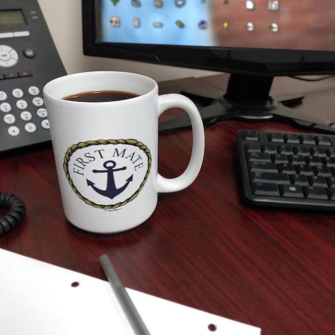 ThisWear Classic Nautical First Mate Mug Captain Nautical Rope Boat Gifts 15oz Ceramic Coffee Mug with Handle