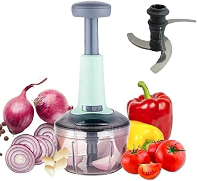Manual Push Chopper 800ml for Vegetable & Fruit Cutting, Strong ABS Material for Long Duration (Multi Color)