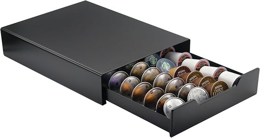 Miuly K-Cup Holder Drawer, Coffee Capsule Drawer for Vertuoline Nespresso Vertuo,Dolce Gusto, K-Cup, 24-36 Pod Pack Holder, Home Kitchen Counter Organizer, Black