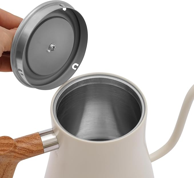 Electric Gooseneck Kettle, 1200W Fast Heat Electric Hot Water Pot with ±1℉ Precise Temperature Control, 304 Stainless Steel Tea Kettle with Long Power Cable, 24H Keep Warm, 30-Min Auto Memory (White)