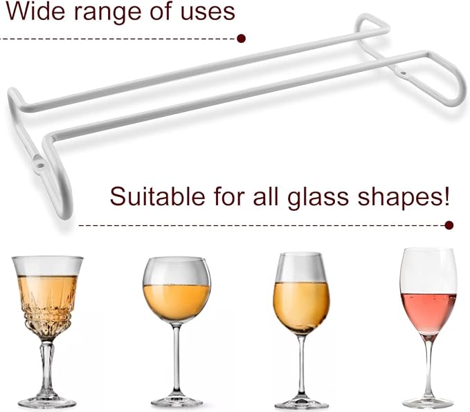Enenes Heavy Duty Metal Stemware Rack 2 Pack 10.3 Inch Under Cabinet Hanging Wine Glass Holder for Kitchen Bar, Organize Cups, Goblets, Wine Glasses