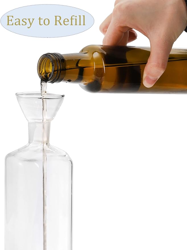 Yesland 2 Pack Olive Oil Bottle - 17 Oz Glass Oil Dispenser Vinegar Cruet - Oil Carafe Decanter with Spout for Kitchen, BBQ, Cooking, Syrup