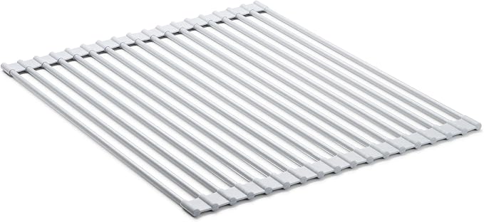 HIC Kitchen Silicone Over-Sink Roll-Up Dish Drying Rack, Reinforced Heat Safe Silicone, 17.25 x 13-Inches
