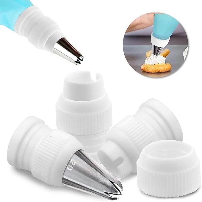 30 Pcs White Couplers for Piping Bags, Small Pipe Tip Coupler, Plastic Standard Couplers for Icing Nozzles (32 x 23mm/1.26 x 0.9 Inch)