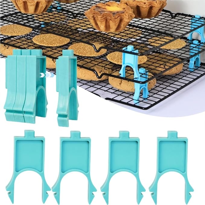 4PCS Saving Harvest Cooling Rack Stacker - Cooling Rack Organizer, Stacking Clips for Cookie & Stackable Cooling Rack, Cookie Bread Cake Cooling Rack Baking Gifts (Blue, Small 4pcs)