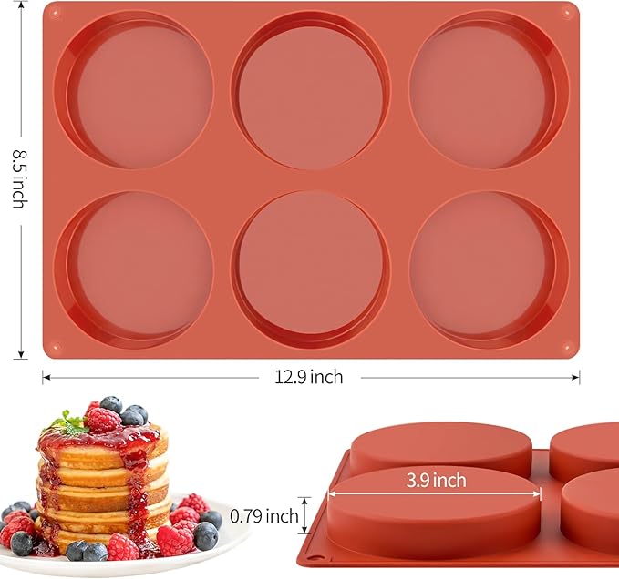 Ocmoiy 4 Inch Silicone Egg Molds for Baking/Jumbo Muffin Top Pans, 3 Pack Non-Stick Large Round Molds for Hamburger Bun, English Muffin, Tarts, Pies, Corn Bread, Egg Sandwich Breakfast
