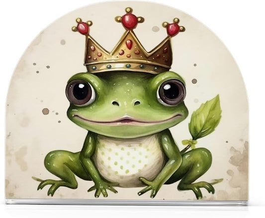 Qilmy Cute Frog King Napkin Holder for Tables –Artistic Girls and Butterflies Napkin Holders for Kitchen, Table Napkin Holders, Cocktail Napkin Holder,Paper Napkins Holder