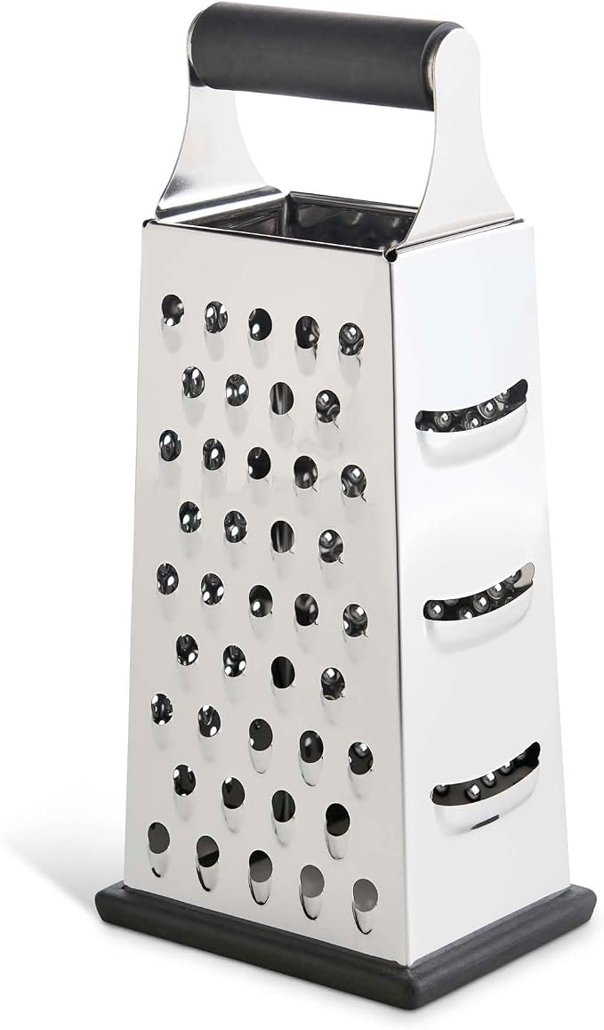 HIC Kitchen Professional Grater Zester, Stainless Steel, Non-Slip Base and Handle, 4 Multi-Grating Surfaces