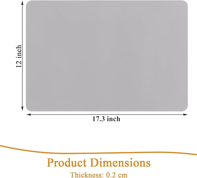 SHACOS Placemats Set of 6 Faux Leather Waterproof Leakproof Wipeable PU Non-Slip Vinyl Place Mats Heat Resistant Table Mats for Kitchen Dining Table Indoor Outdoor, Grey