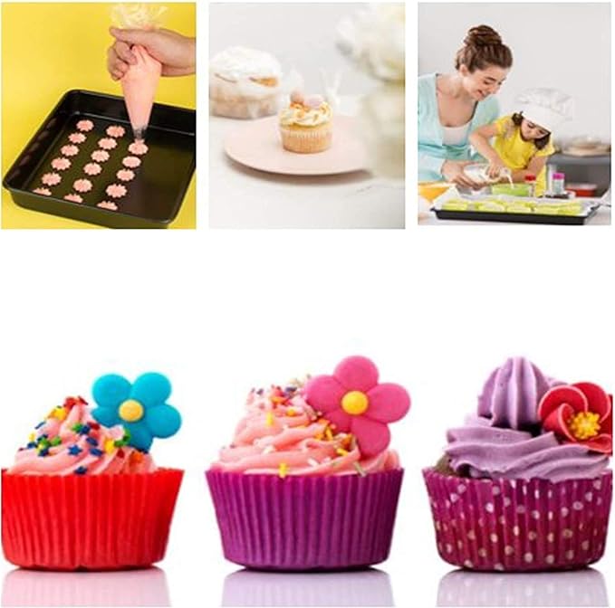 Joyeee Reusable Piping Bags, Thickened 4 Pcs Cupcake Cake Icing Piping Bags Set, 4 Size Cake Decorating Bags - Mini Small Medium Large Heavy Duty Cake Piping Bags, Pink