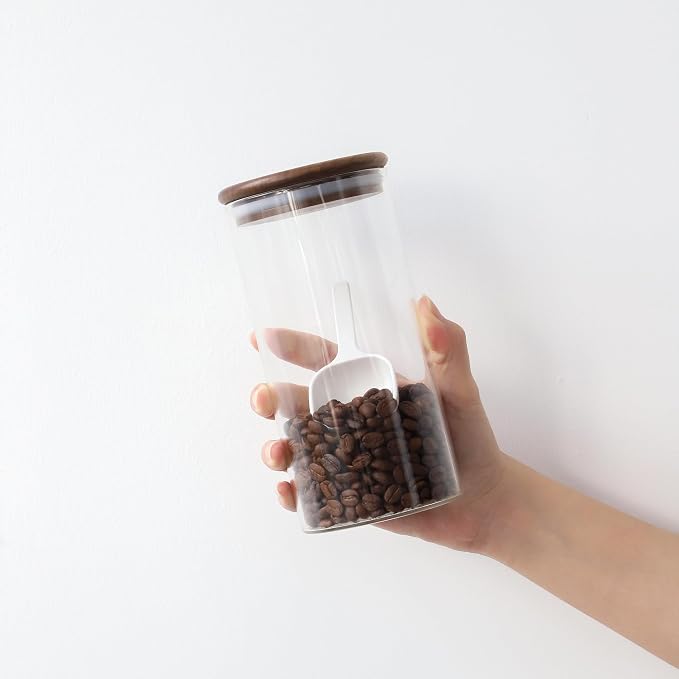 Vandroop 27oz Glass Storage Jars with Airtight Walnut Lid, Clear Glass Containers for Tea, Sugar, Candy, Cookie, Coffee Bean 800ml