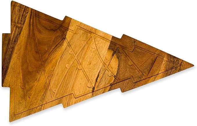 Affinity Decor Christmas Tree Cutting Board for Kitchen, Tree Shaped Wood Cutting Board, Wooden Serving Tray for Cheese, Charcuterie Platter (Lighting Christmas Tree Board 15"L x 9"W)