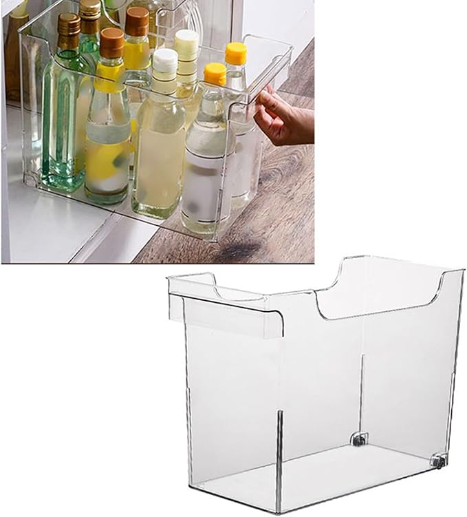 Clear Kitchen Organizer Bin, U Shaped Multifunctional Storage Container, PET Material, Space Saving Design - Durable Transparent Pot Lid Holder, Easy Access for Kitchen Cabinets