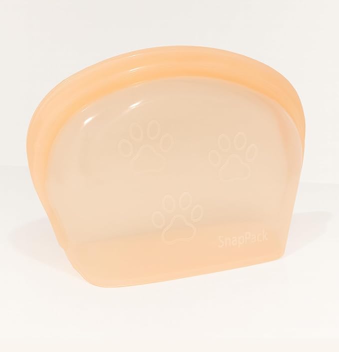 MODERN-X SnapPack Premium Silicone Reusable Pet Storage Stand-Up Bags, Pet Duo Set, Microwave, Dishwasher, Oven and Freezer Safe, BPA Free, Leak-free, and Eco-friendly (Single - Peach 1000ml) | Silicone Travel Bag