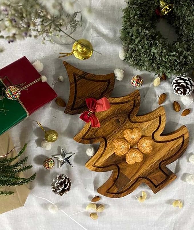 Affinity Decor Christmas Tree Cutting Board for Kitchen, Tree Shaped Wood Cutting Board with Grooves, Charcuterie Wooden Serving Tray for Cheese (Christmas Tree Board with Groove 13"L x 9"W)