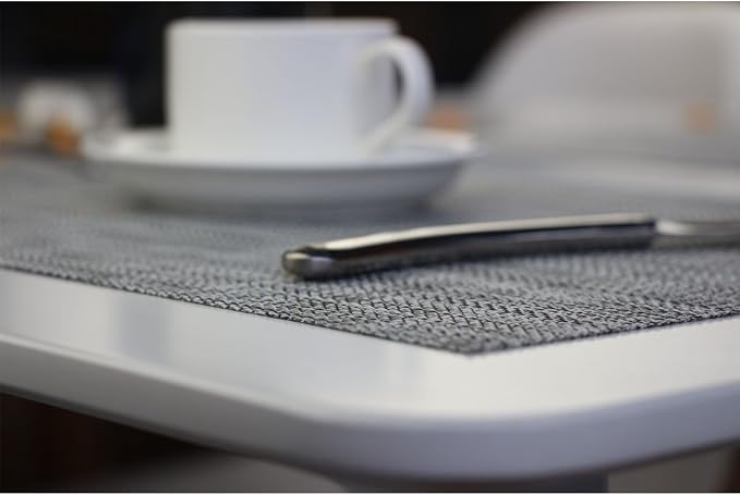 Placemats Kitchen Table Mats Set of 4 Washable Easy to Clean PVC Placemat (Placemats Set of 4, Smoky Gray)