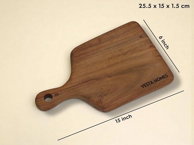 Vesta Homes Cutting Boards for Kitchen, Large Wood Chopping Board Set of 3 | Acacia Charcuterie Board, Cheese Platter | 16.5 * 12, 15 * 8, 10x6 Inches | Handcrafted in India