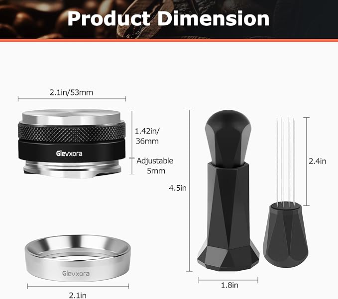 54mm Espresso Accessories Kit | 2-in-1 Distributor and Tamper, WDT Espresso Distribution Tool, Magnetic Dosing Funnel | for Breville Sage 54mm Machine Portafilter Basket