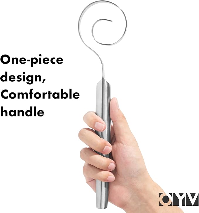 OYV 12-Inch Seamless Dough Whisk, 18/10 Stainless Steel Bread Whisk, Danish Whisk for Sourdough, Pizza, Cookies, Pancake & Waffle, Easy to Clean Sour Dough Tools