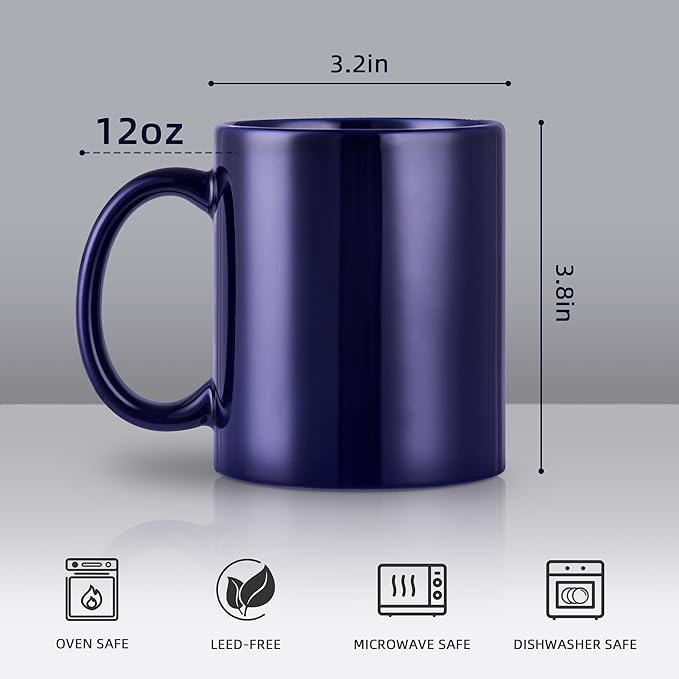 BYCNZB 12oz coffee mug set of 6 Coffee Mugs for Coffee, Tea, Cocoa, Milk（cobalto）
