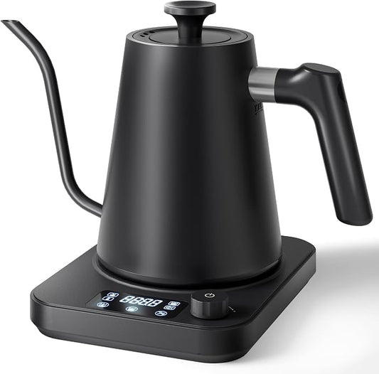 Gooseneck Electric Kettle, ±1°F Temperature Control Electric Kettle, 1.0L 1200W Fast Heating, 24H Keep Warm, 30Min Auto Memory, Food Grade Stainless Steel, Pour Over Kettle for Coffee and Tea