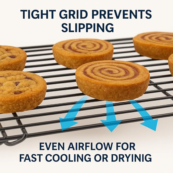 3 Tier Stackable Cooling Rack for Baking – 15.75" x 10" Carbon Steel Wire Cookie Cooling Racks, Multi-Level Stackable Cookie Rack for Cakes, Pastries & Fruit – Collapsible & Dishwasher Safe