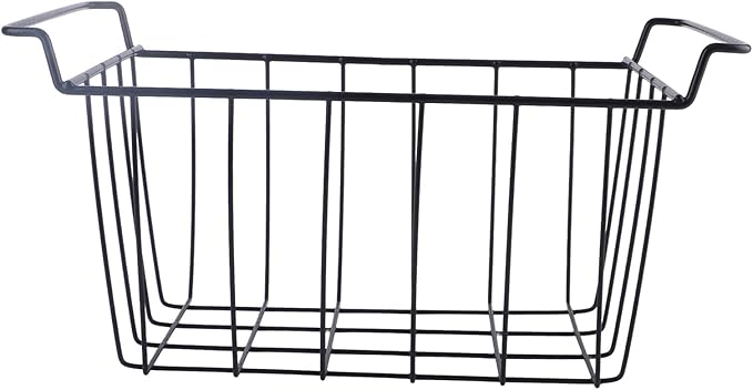 Freezer Wire Storage Basket PE Coated Organizer Bin, 2 Pack Refrigerator Hanging Rack for Shelves, Strong Steel Wire Construction, Easy Access and Maintenance, Replacement (L 39cm X W 20cm X