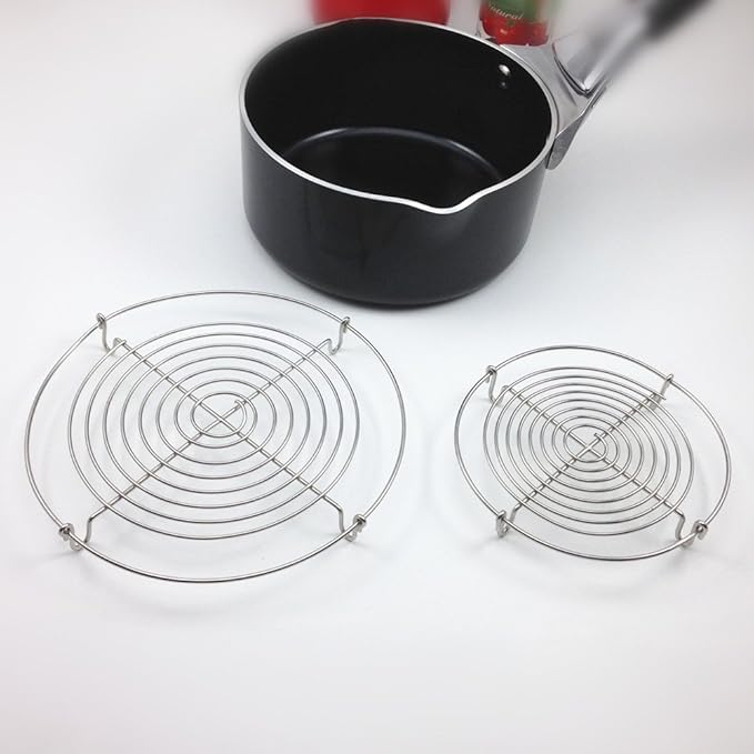 Stainless Steel Wire Cooling Rack Round Baking Tray For Cake Cookie Tarts Ovan Bread Pie Muffin Biscuits Cupcake,Kitchen Cooling Grid Holder Stand (Dia 7inch)