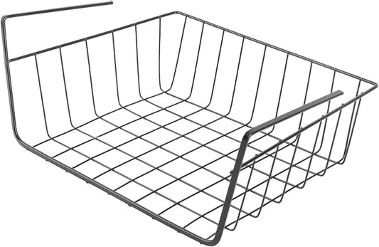 Under Shelf Basket, Metal Under Shelf Storage Hanging Wire Basket Shelves Desk Bookshelf Pantry Organizers for Kitchen Office Laundry Room Space Saving Multipurpose (M)