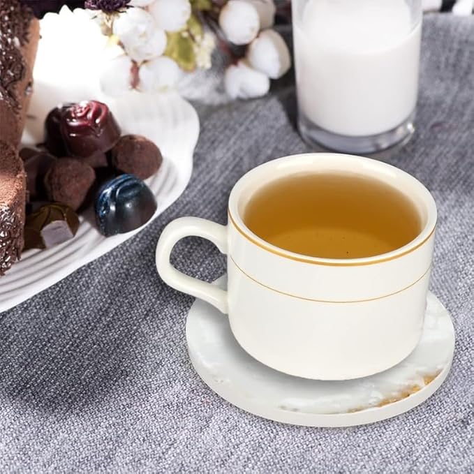 Ceramic Stone Coasters for Drinks Set of 1, Fried Soft-Boiled Eggs Round Absorbent Cup Coasters Protection for Coffee Table Kitchen Counter Decor (4 * 4 Inch)