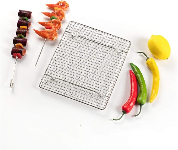 Cooling Barbecue Rack Carbon Baking Net Grill Pan Grate with Legs (7.8"*7.8")